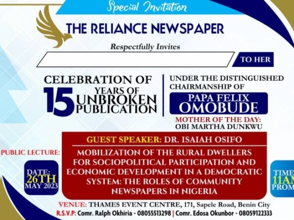 The Reliance Newspaper Celebrates 15 Years Anniversary
