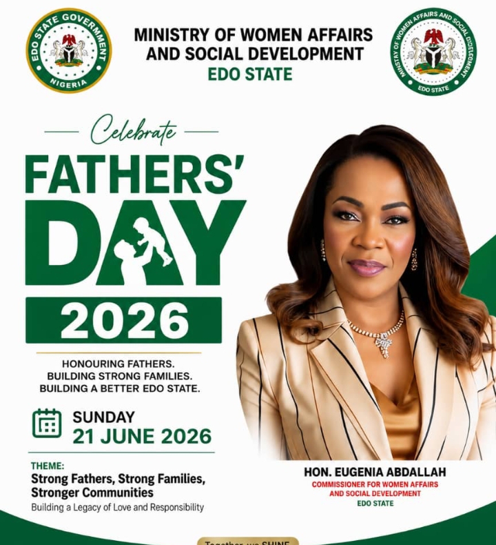 Edo Women Affairs Ministry Applauds Fathers’ Sacrifice, Guidance on Father’s Day 2026 ‎‎By DADA AYOKHAI
