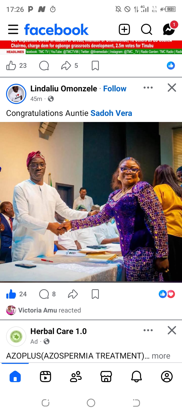 ‎South Uneme/ Anegbette Makes History With First Elected LGA  Chairman , Vera Sado